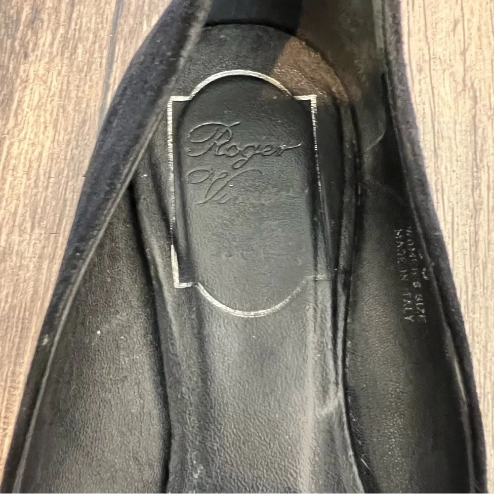 Roger Vivier Black Suede Tortoiseshell Buckle Ballerina Flats Shoes Holidays 6